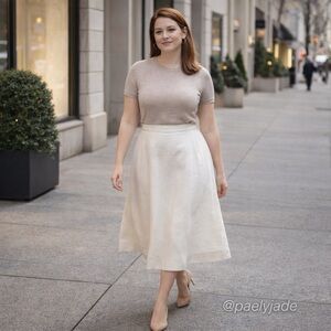 Brioni White Linen A-Line Long Skirt